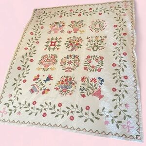 Handmade Vintage Paragon Baltimore’s Bride 01167 Cross Stitch Sampler Quilt